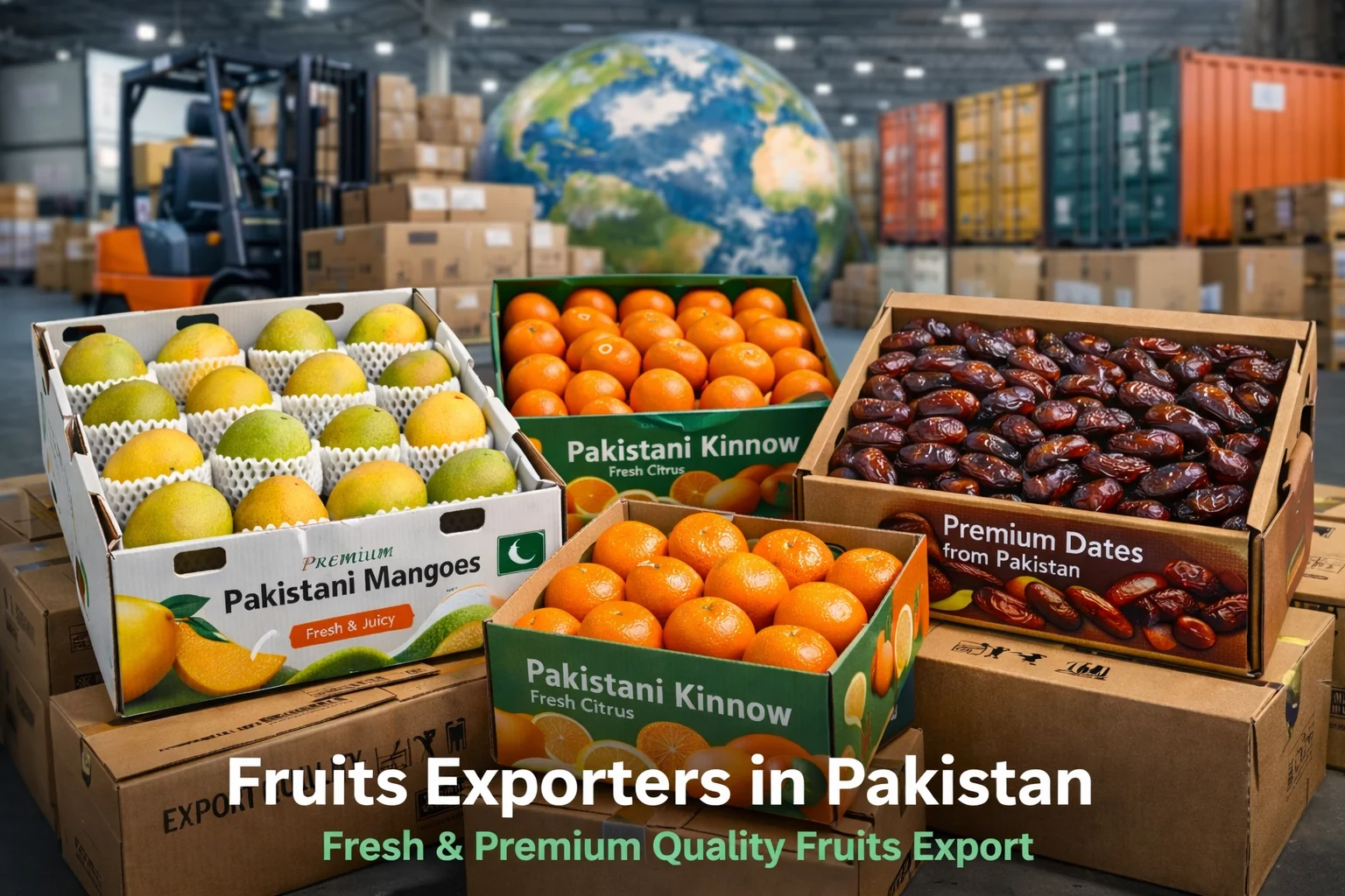 Fruits exporters in Pakistan packing mangoes kinnow and dates for export